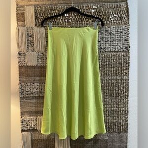 🥝 NWT J Crew satin midi slip skirt line kiwi green sz XXS